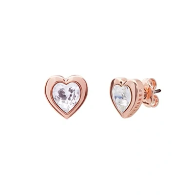 Image of Ted Baker Han Crystal Heart Stud Earrings For Women (Rose Gold/Crystal)