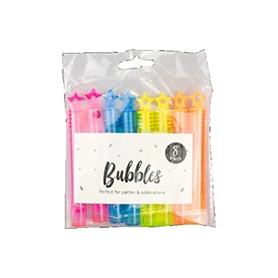 Image of The Home Fusion Company 8 x Bubble Tubes Blowing Party Bag Filler Toy Mini Star Topper (10.5cm)