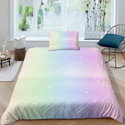 Image of Rainbow Printed Bedding Set Duvet Cover 3d Comforter 2 Pieces For Kids Teens Boys Quilt with Zipper Closure Soft Microfiber Single（135x200cm）
