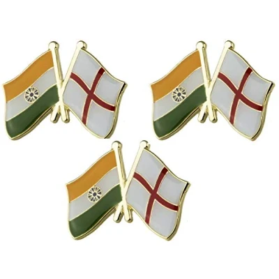 Image of set of 3 x Flag England and India friendship metal pin badges badge