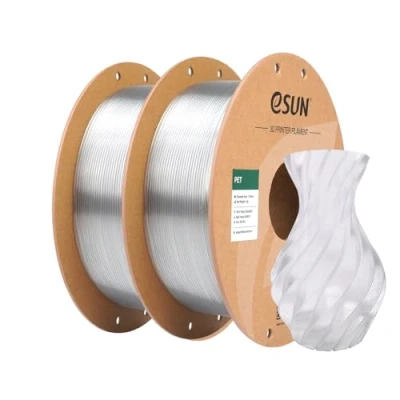 Image of eSUN PET Filament 1.75mm, High Toughness, 1KG (2.2 LBS) per Spool, 2 Reels Printing Materials for 3D Printers,Clear+Clear