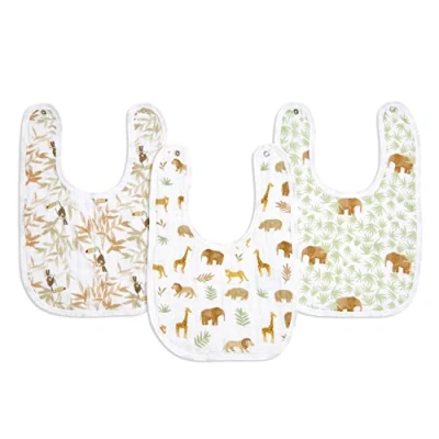 Image of aden + anais essentials Snap Bib, 100% Cotton Muslin, 3 Layer Burp Cloth, Super Soft &amp; Absorbent Infants, Newborns and s, Adjustable Snaps, Pack, tanzania, 23x34cm (AD134)