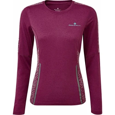 Image of Ronhill Women&#039;s Standard Life Night Runner L/S Tee, Grape/Jade/Reflect, 8