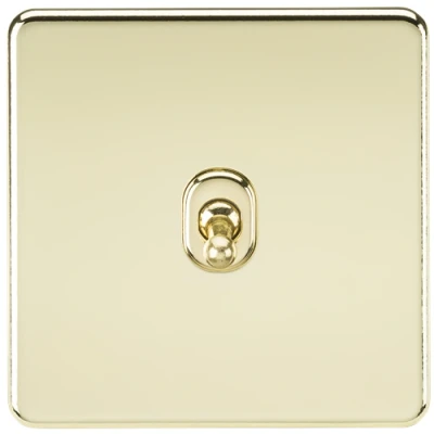 Image of KnightsBridge Screwless 10AX 1G Intermediate Toggle Switch Polished Brass