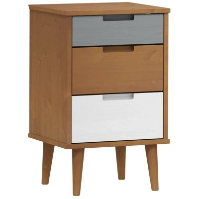 Image of vidaXL Bedside Cabinet MOLDE Brown 40x35x65 cm Solid Wood Pine