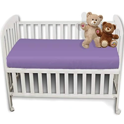 Image of 2 x AmigoZone Pollyotton Cot Bed Fitted Sheet (Lilac, (70 140cm))