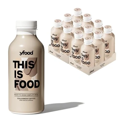 Image of yfood Cold Brew Coffee, tasty meal replacement, THIS IS FOOD drink, 34g of protein, 26 vitamins and mineral (12 x 500ml)