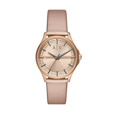 Image of Armani Exchange Watch for Women, Three Hand Movement, 36 mm Rose Gold Stainless Steel Case with a Strap, AX5912