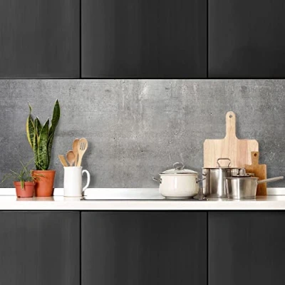 Image of CREARREDA 67135 Kitchen Splash Guard Wall Sticker Concrete Finish 180_x_60_cm 100% Made in Italy with Non Toxic, Flame Retardant and Water Resistant Ink