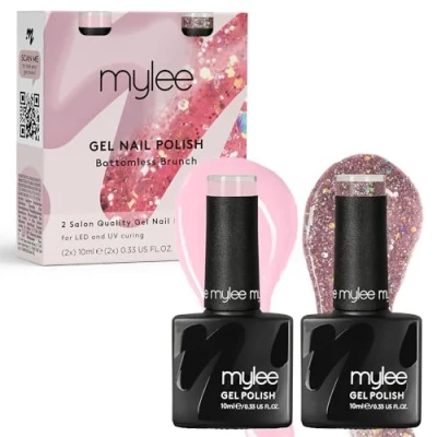 Image of Mylee Gel Nail Polish Duo Colour Set 2x10ml [Bottomless Brunch] UV/LED Soak Off Art Manicure Pedicure for Professional, Salon &amp; Home Use Long Lasting Easy to Apply