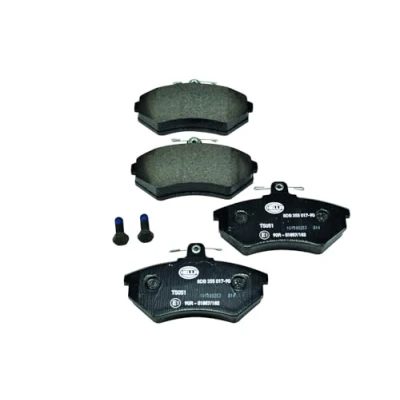 Image of 101440029 brake pad set HELLA 8DB 355 017 901 not prepared for wear indicator with caliper screws VOLKSWAGEN: GOLF 3, 2, Corrado