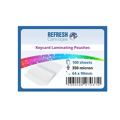 Image of Refresh Cartridges Laminating Pouches Keycard Size (64x99mm) 350 Micron Pack of 100 Sheets (Glossy)