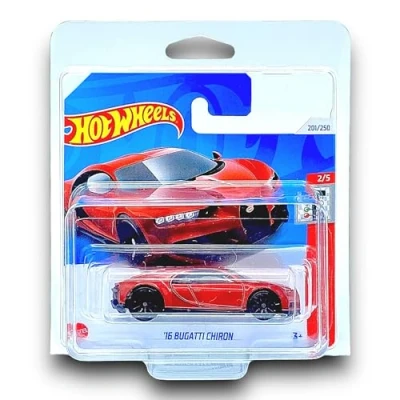 Image of Hot Wheels &#039;16 Bugatti Chiron (Ruby Red) 2/5 Quarter Mile Heroes 2024 201/250 (Short Card) includes a KLAS Car Keeper Protector Case HTB88