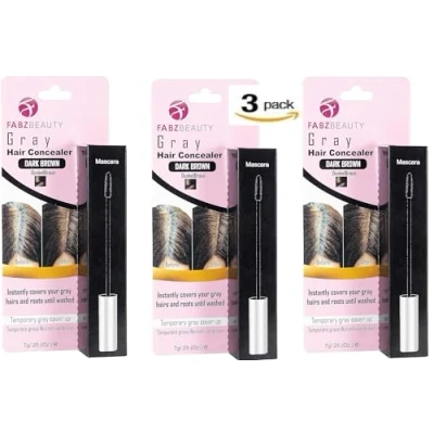 Image of Gray Hair Cover Up Mascara Touch for Men &amp; Women Instantly Your Grey Roots and with Concealer Brush (Dark Brown 3 Pack)