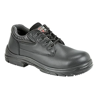 Image of MENS GRAFTERS BLACK LEATHER WIDE FITTING SAFETY WORK SHOES SIZE 613 M9504A (UK11/EU46)