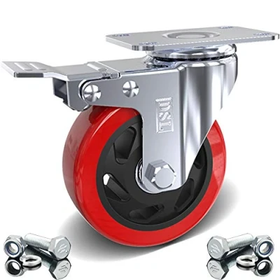 Image of DSL 1 x Heavy Duty BRAKED Double Bearing 100mm Swivel Castor Wheel Trolley Furniture Caster 175KG Free Fitting