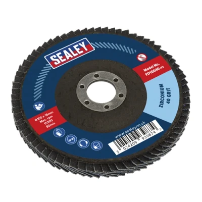 Image of Sealey Flap Disc Zirconium Ø100mm Ø16mm Bore 40Grit