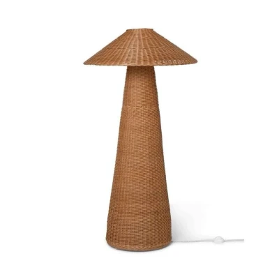Image of ferm LIVING floor lamp Dou, rattan, iron, height 131 cm