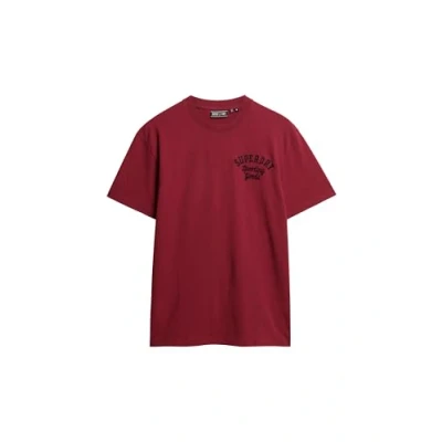 Image of Superdry Embroidered State Athletic LOGO Print Tshirt, Men&#039;s, Size: Large, Chilli pepper red