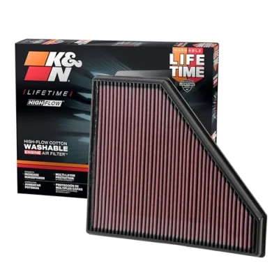 Image of K&amp;N Replacement air filter compatible with Cadillac ATS 2.0, 2.5, 3.6 2013 2017 / CTS 2014 Chevrolet Camaro 2016 (33 2496)