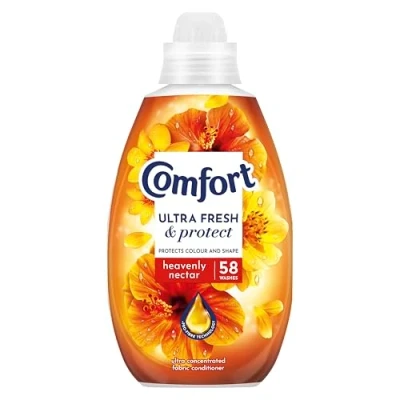 Image of Comfort Ultra Fresh &amp; Protect Heavenly Nectar Fabric Conditioner with Pro Fibre Technology Protects Colour and Shape 58 washes (870 ml)