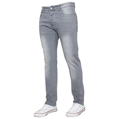 Image of Enzo New Mens Designer Stretch Skinny Slim Blue Denim Jeans All Waist Sizes Grey 36 W X 32L