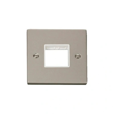 Image of Click Deco 1 Gang MiniGrid Twin Aperture Unfurnished Plate Pearl Nickel White Inserts