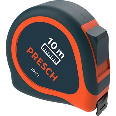 Image of Presch Tape Measure 10 Metre Robust Large Measuring Metric, Riveted, with Metal Belt Holder and Retractable 10m