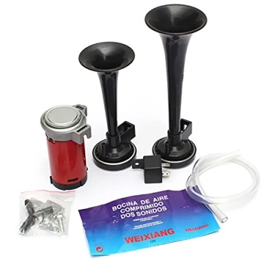 Image of ePathChina® 12V Car Boat Truck 117db Air Horn Compressor Dual Tone Trumpet Ultra Loud Kit