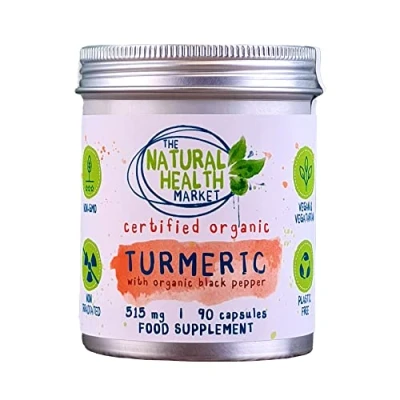 Image of Organic Turmeric with Black Pepper Capsules The Natural Health Market (90 Capsules)