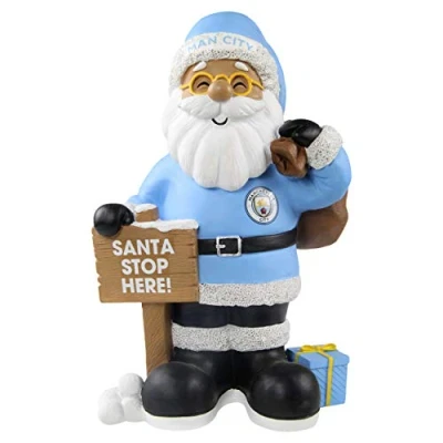 Image of Forever Collectibles UK FOCO MAN CITY FC 10 INCH RESIN HIGH END SANTA WH