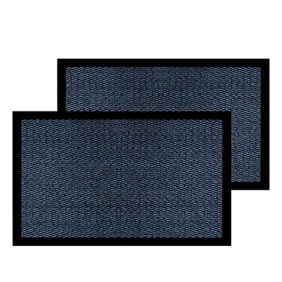 Image of JKZ RUG AND DOORMATS Door Mat Outdoor Indoor Pvc Coil Washable Kitchen House Small Size 40x60 (Blue Black)