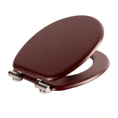 Image of Mahogany Wooden Soft Close Toilet Seat By Harbour Housewares