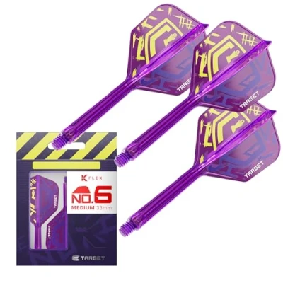 Image of TARGET Darts Luke Littler World Champion K Flex Flights and Shaft System, No.6 The Nuke 2025 Edition Kflex, All In One Integrated Shafts (Pack of 3) Medium, 33mm