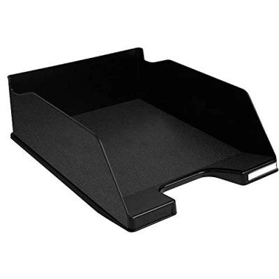 Image of Exacompta Ref 11514D ECOBlack Letter Tray Combo Maxi 347 x 255 103mm in Size, Suitable for A4 Documents, Stackable With Others, Holds Approx. 750 Sheets Black