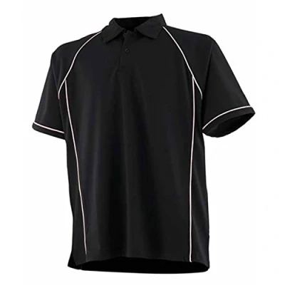 Image of Finden &amp; Hales Piped Performance Polo Colour:Black/White Size:L