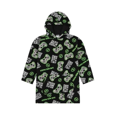 Image of ThePyjamaFactory Boys I Paused My Game To Be Here Fully Lined Luxury Gaming Fleece Hoodie, Oversized Blanket Hoody For Kids Black
