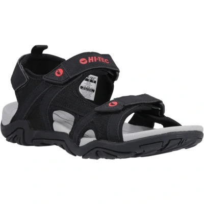 Image of HI TEC Crater Walking sandals, Men&#039;s, Size: 9, Black/grey/red Synthetics/textile