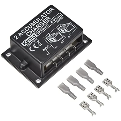 Image of Kemo M102A Double Lead Acid Battery Charger Module, 6 24 V / DC, Charge 2 Batteries Simultaneously but Separately Using A Car Alternator, Solar Power System, or Other Source, Maximum Charging Current: 10