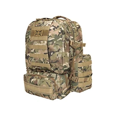 Image of Kombat UK Expedition Rucksacks for Men Women Large 50L, Army Airsoft Tactical Assault Molle Sholder Bag Survival, Travel, Hunting, Hiking, Fishing, Gym, School, Cadets Backpack (BTP)