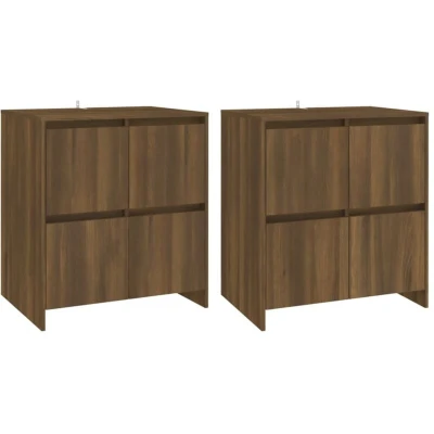 Image of vidaXL Sideboards 2 pcs Brown Oak 70x41x75 cm Engineered Wood