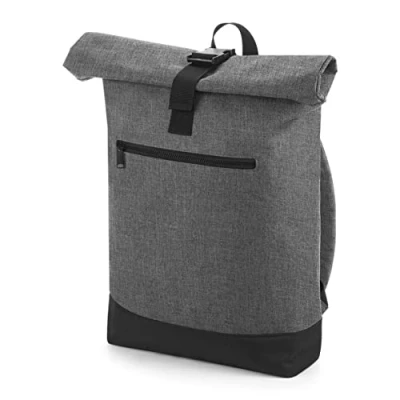 Image of BagBase Roll top Backpack, Grey Marl/Black, One Size