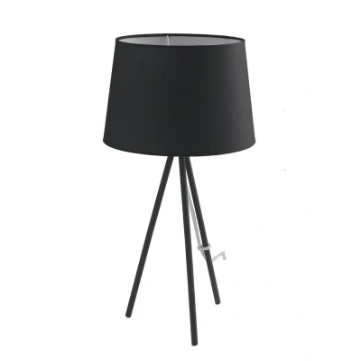 Image of MARILYN Table Lamp with Round Tapered Shade Black, Cotton Lampshade 30x58.5cm