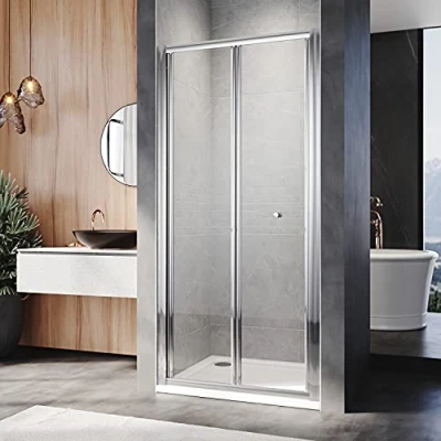 Image of ELEGANT 860mm Bi Fold Glass Shower Enclosure Door Cubicle Screen