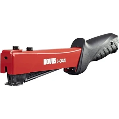 Image of Novus J 044 Hammer, ProfessionAl Heavy Duty Tacker, Fast Reloading, Non Slip Handle, Maximum 175 Flat Wire Staples 6 12 mm, Red, 071526