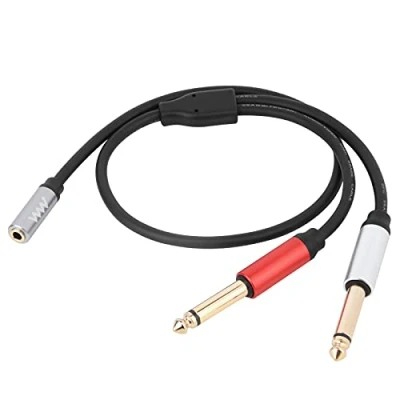 Image of innov8 3.5mm 1/8&quot; TRS Stereo Female to 2 Dual 1/4&quot; 6.35mm Mono TS Male Y Splitter Cable Audio Adapter Converter Guitar Amp 0.5m