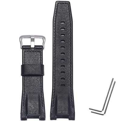 Image of WRISTARMOR Leather Watch Band Compatible With Casio G shock GST B210/GST B100/S130/W300GL/400G/W330/GST W120 Men Rubber Strap(Black Black lineS)