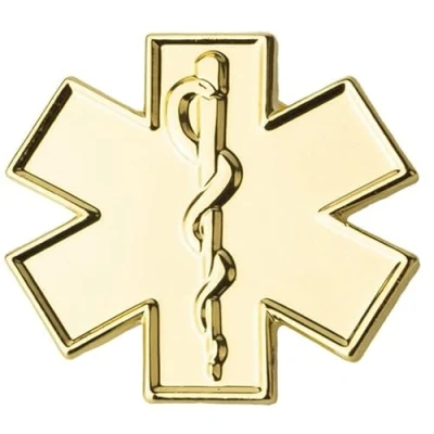 Image of Gold Paramedic Medical Ambulance NHS Caduceus Snake Pin Badge Student Doctor Nurse
