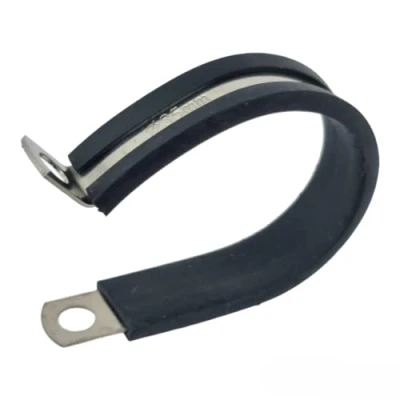 Image of 35mm Rubber Lined P Clips Stainless Steel Hose Pipe Clamp Pack of 5