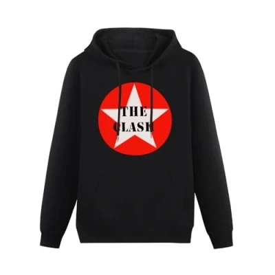 Image of Printed Hoody Clash Star Logo Black Mens Long Sleeve Shirt Men Casual Size XL